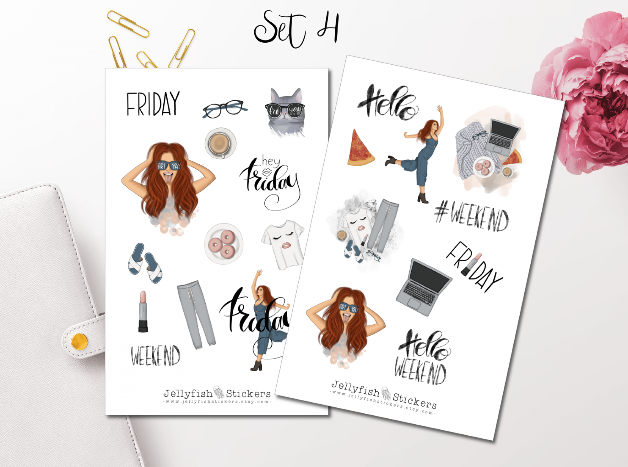 Mädchen Wochenende Sticker Set